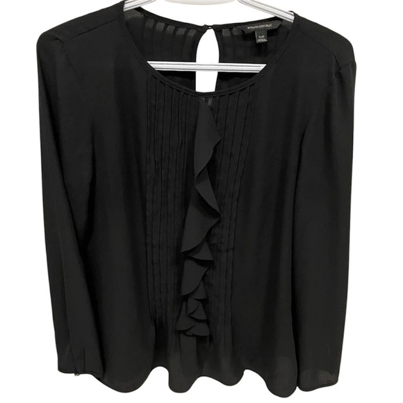 Banana Republic- Women’s  Small Black Chiffon Blouse - Picture 1 of 9